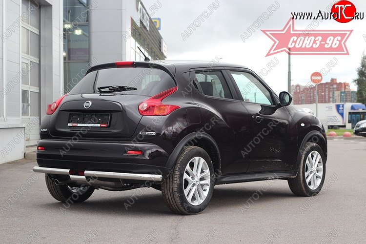 14 489 р. Защита заднего бампера 4x4 Souz-96 Premium (d60)  Nissan Juke  1 YF15 (2010-2020) дорестайлинг, рестайлинг  с доставкой в г. Новочеркасск