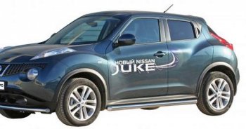 9 899 р. Защита порогов ТехноСфера (Техно Сфера) (Сталь с покрытием, 63.5 mm) Nissan Juke 1 YF15 дорестайлинг (2010-2014) (цвет: Серебристый)  с доставкой в г. Новочеркасск. Увеличить фотографию 1