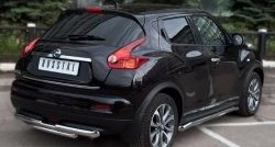 13 999 р. Защита заднего бампера (Ø63 и 42 мм, нержавейка) SLITKOFF Nissan Juke 1 YF15 дорестайлинг (2010-2014)  с доставкой в г. Новочеркасск. Увеличить фотографию 4