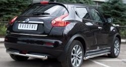 12 399 р. Защита заднего бампера (Ø63 и 42 мм, нержавейка) SLITKOFF  Nissan Juke  1 YF15 (2010-2014) дорестайлинг  с доставкой в г. Новочеркасск. Увеличить фотографию 4