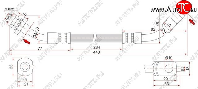 889 р. Тормозной шланг SAT (передний, правый)  Nissan Mistral - Terrano2  R20  с доставкой в г. Новочеркасск