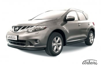 7 649 р. Защита переднего бампера Arbori (черная, 1 труба d57 mm).  Nissan Murano  2 Z51 (2010-2016) рестайлинг  с доставкой в г. Новочеркасск. Увеличить фотографию 1