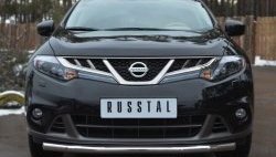 Защита переднего бампера (Ø63 мм, нержавейка) Russtal Nissan Murano 2 Z51 рестайлинг (2010-2016)