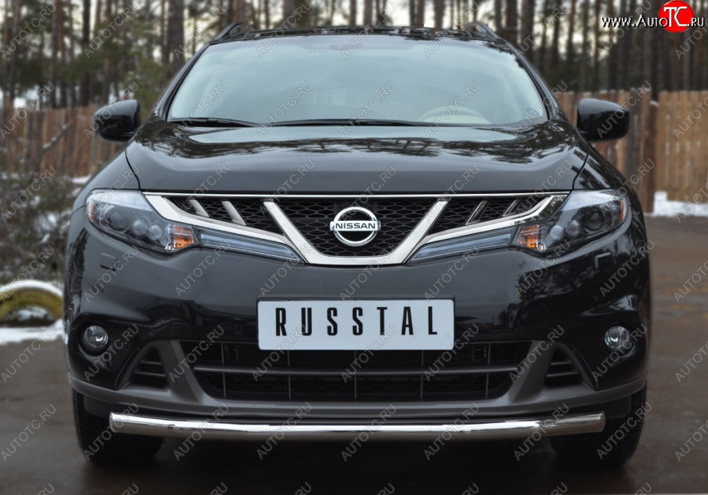 14 599 р. Защита переднего бампера (Ø63 мм, нержавейка) Russtal Nissan Murano 2 Z51 рестайлинг (2010-2016)  с доставкой в г. Новочеркасск