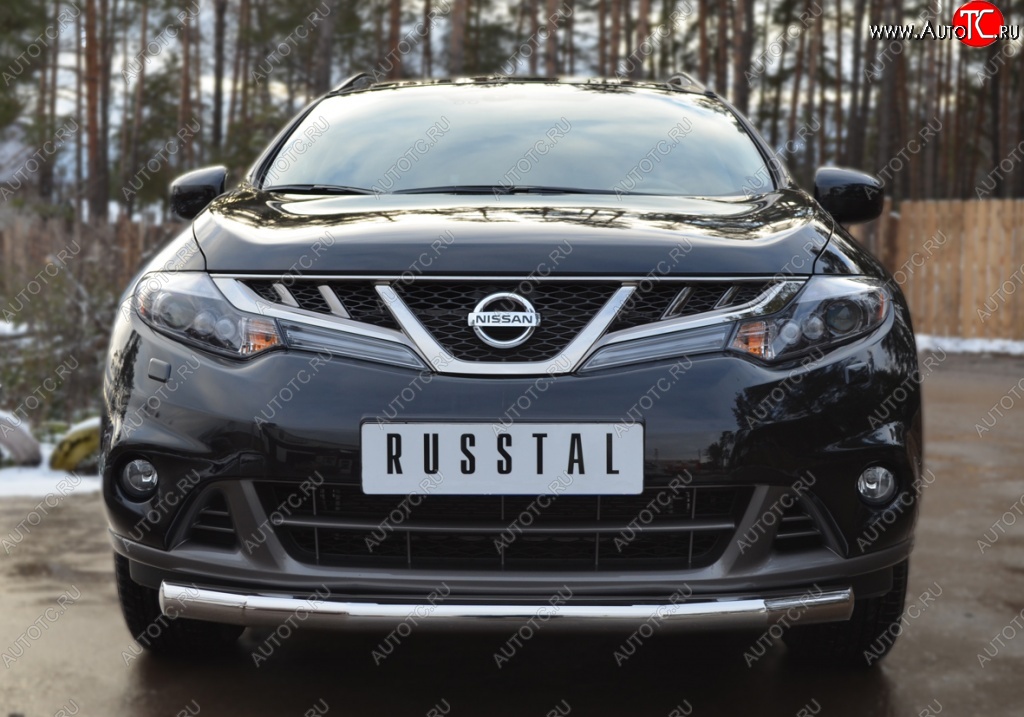 15 999 р. Защита переднего бампера (Ø76 мм, нержавейка) Russtal Nissan Murano 2 Z51 рестайлинг (2010-2016)  с доставкой в г. Новочеркасск