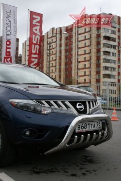 20 654 р. Защита переднего бампера Souz-96 (d76) Nissan Murano 2 Z51 дорестайлинг (2008-2011)  с доставкой в г. Новочеркасск. Увеличить фотографию 1