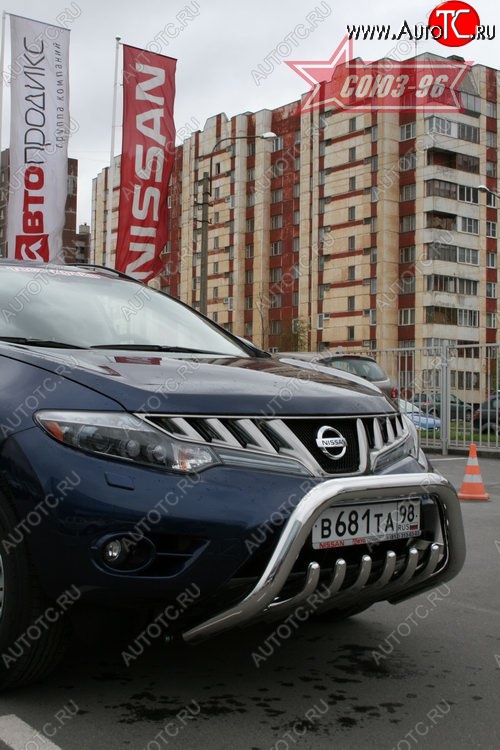 20 654 р. Защита переднего бампера Souz-96 (d76) Nissan Murano 2 Z51 дорестайлинг (2008-2011)  с доставкой в г. Новочеркасск