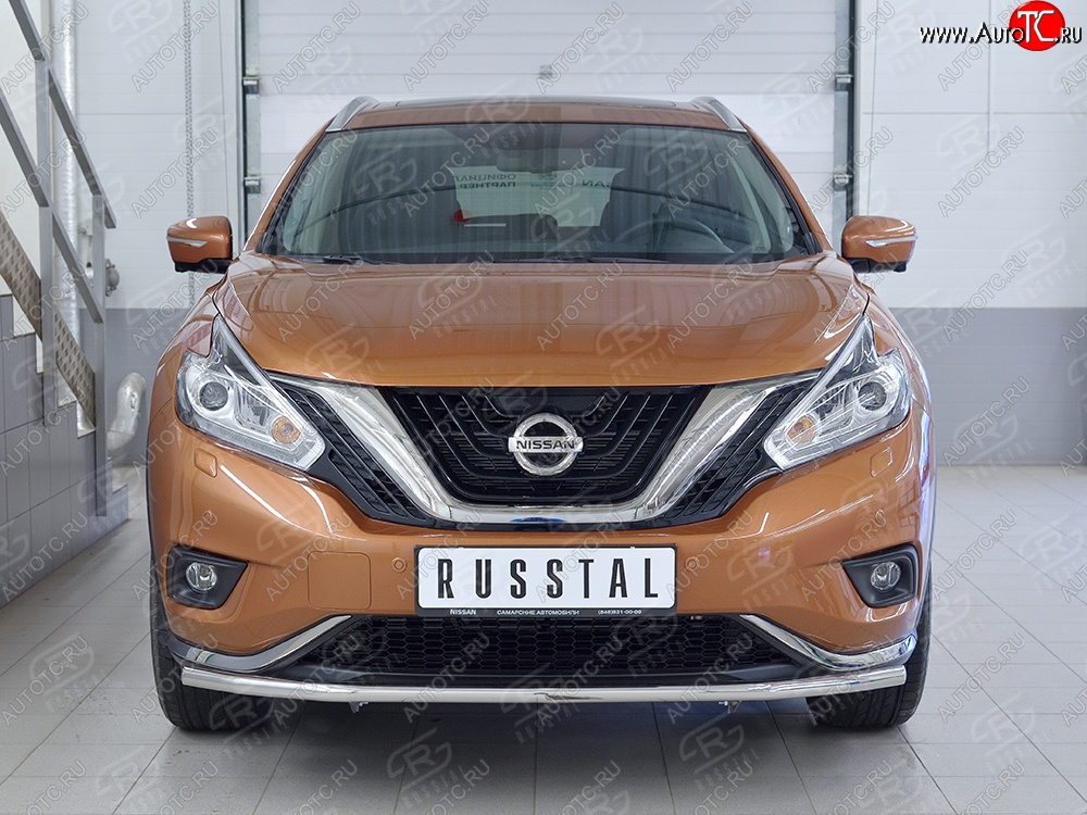 13 399 р. Защита переднего бампера (Ø42 мм, нержавейка) SLITKOFF Nissan Murano 3 Z52 дорестайлинг (2015-2022)  с доставкой в г. Новочеркасск