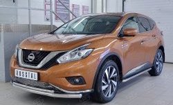 25 799 р. Защита переднего бампера (2 трубыØ63 и 42 мм, нержавейка) SLITKOFF  Nissan Murano  3 Z52 (2015-2022) дорестайлинг  с доставкой в г. Новочеркасск. Увеличить фотографию 2