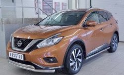 21 899 р. Защита переднего бампера (2 трубыØ63 и 75х42 мм, нержавейка) Russtal Nissan Murano 3 Z52 дорестайлинг (2015-2022)  с доставкой в г. Новочеркасск. Увеличить фотографию 2