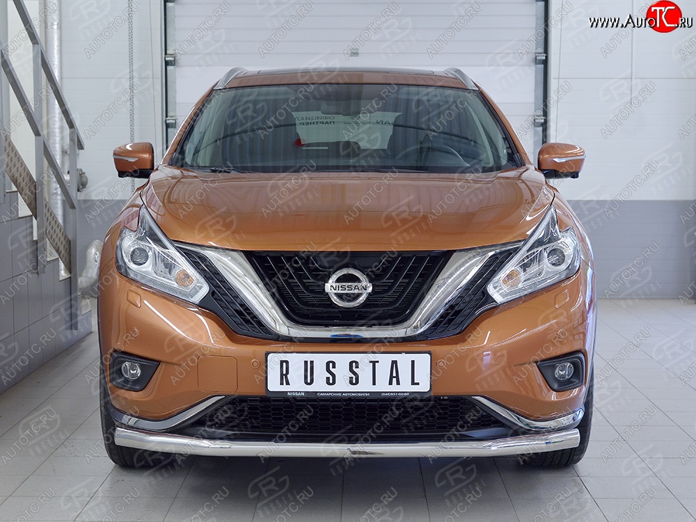 14 849 р. Защита переднего бампера (Ø63 мм, нержавейка) SLITKOFF Nissan Murano 3 Z52 дорестайлинг (2015-2022)  с доставкой в г. Новочеркасск