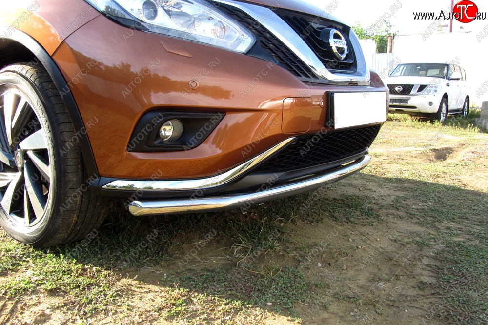 14 449 р. Одинарная защита переднего бампера диаметром 57 мм Slitkoff Nissan Murano 3 Z52 дорестайлинг (2015-2022) (Нержавейка, Полированная)  с доставкой в г. Новочеркасск