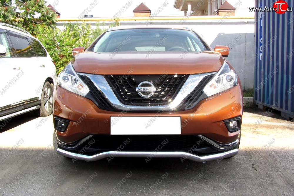 18 399 р. Защита переднего бампера из изогнутой трубы диаметром 57 мм Slitkoff Nissan Murano 3 Z52 дорестайлинг (2015-2022) (Нержавейка, Полированная)  с доставкой в г. Новочеркасск