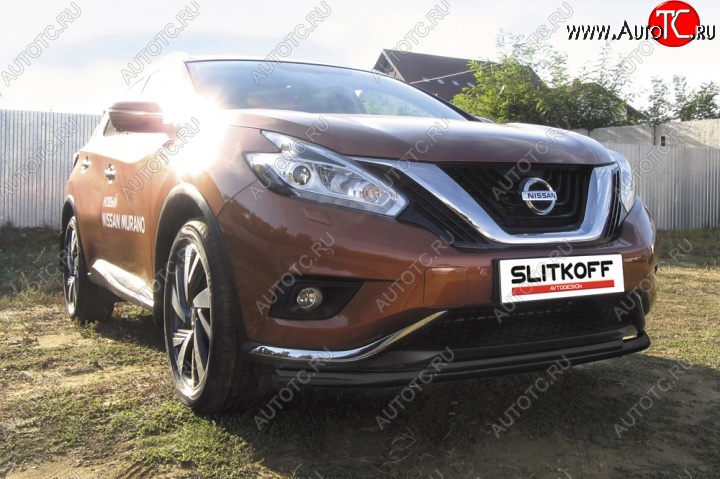 9 799 р. защита переднего бампера Slitkoff Nissan Murano 3 Z52 дорестайлинг (2015-2022) (Цвет: серебристый)  с доставкой в г. Новочеркасск