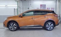 21 699 р. Порожки для ног (Ø42) SLITKOFF Nissan Murano 3 Z52 дорестайлинг (2015-2022) (лист - алюминий, профиль - нержавейка)  с доставкой в г. Новочеркасск. Увеличить фотографию 3