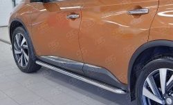 21 699 р. Порожки для ног (Ø42) SLITKOFF Nissan Murano 3 Z52 дорестайлинг (2015-2022) (лист - алюминий, профиль - нержавейка)  с доставкой в г. Новочеркасск. Увеличить фотографию 4