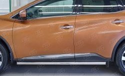 17 599 р. Защита порогов из круглой трубы диаметром 63 мм SLITKOFF Nissan Murano 3 Z52 дорестайлинг (2015-2022)  с доставкой в г. Новочеркасск. Увеличить фотографию 4