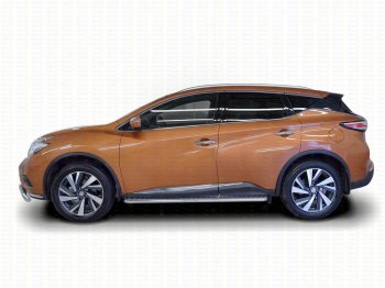 20 499 р. Широкая защита порогов с трубой диаметром 42 мм SLITKOFF v2 Nissan Murano 3 Z52 дорестайлинг (2015-2022)  с доставкой в г. Новочеркасск. Увеличить фотографию 2