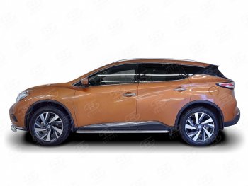 30 999 р. Широкая защита порогов с трубой диаметром 42 мм SLITKOFF v3 Nissan Murano 3 Z52 дорестайлинг (2015-2022)  с доставкой в г. Новочеркасск. Увеличить фотографию 2