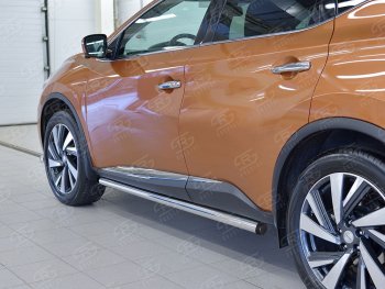 16 549 р. Защита порогов из круглой трубы диаметром 63 мм SLITKOFF v2  Nissan Murano  3 Z52 (2015-2024) дорестайлинг, рестайлинг  с доставкой в г. Новочеркасск. Увеличить фотографию 3