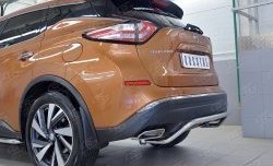 12 499 р. Защита заднего бампера (Ø42 мм волна под машину, нержавейка) Russtal  Nissan Murano  3 Z52 (2015-2022) дорестайлинг  с доставкой в г. Новочеркасск. Увеличить фотографию 4