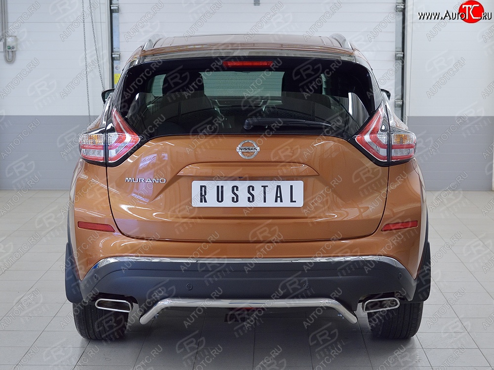 12 499 р. Защита заднего бампера (Ø42 мм волна под машину, нержавейка) Russtal  Nissan Murano  3 Z52 (2015-2022) дорестайлинг  с доставкой в г. Новочеркасск