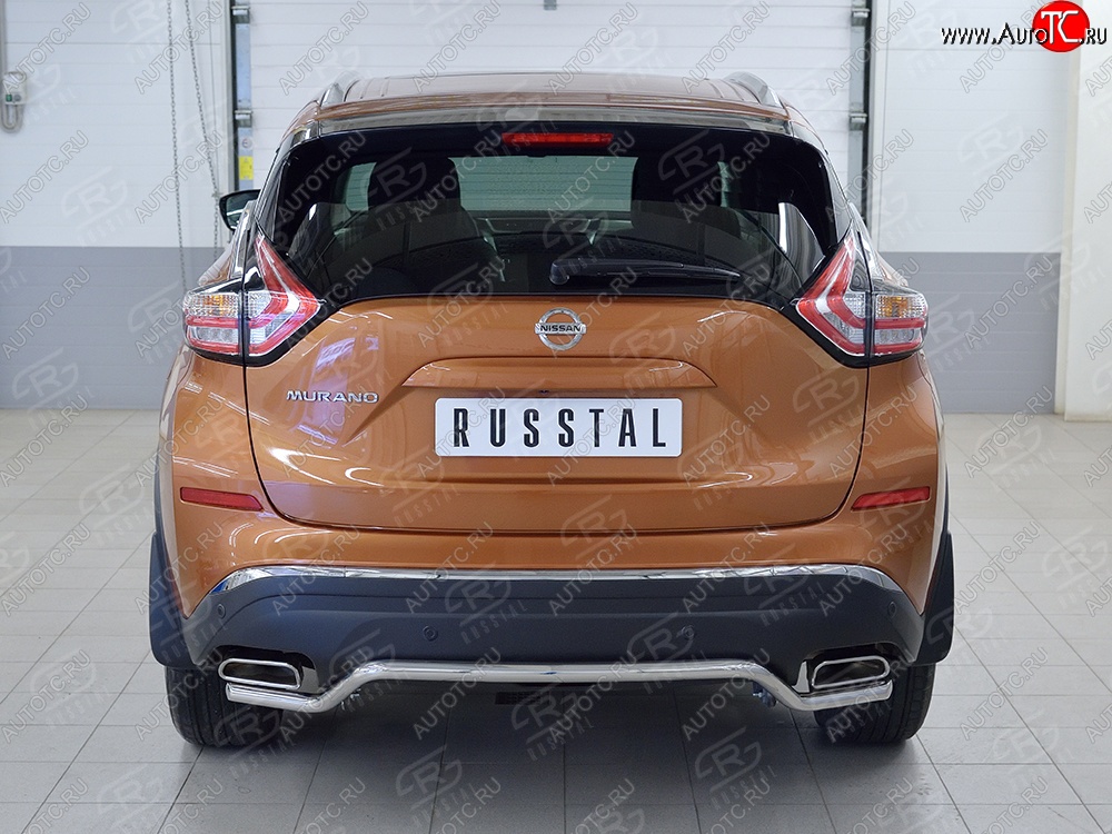 12 499 р. Защита заднего бампера (Ø42 мм волна, нержавейка) Russtal Nissan Murano 3 Z52 дорестайлинг (2015-2022)  с доставкой в г. Новочеркасск