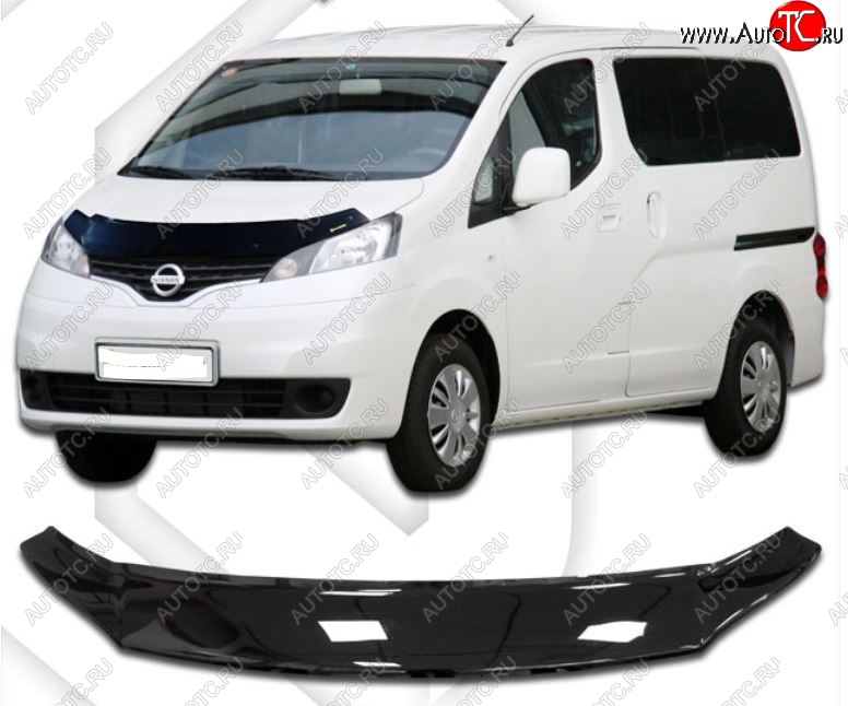 1 899 р. Дефлектор капота CA-Plastiс Nissan NV200 Euro (2009-2024) (Classic черный, Без надписи)  с доставкой в г. Новочеркасск