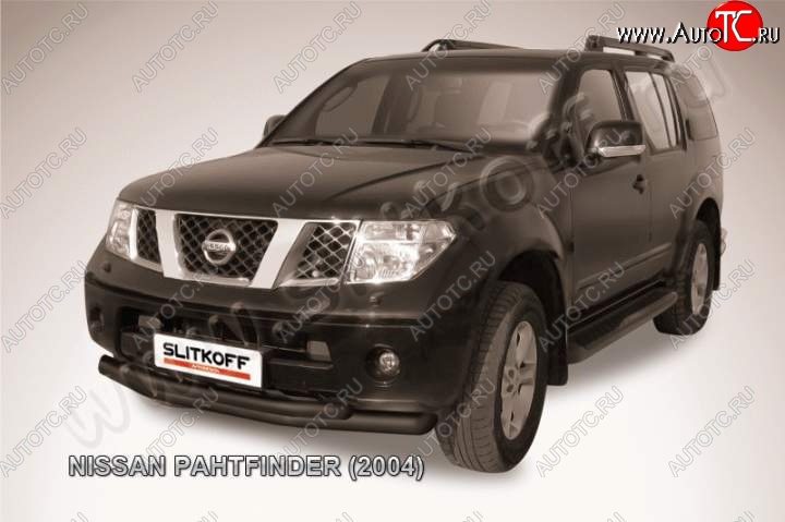 9 799 р. Защита переднего бампер Slitkoff  Nissan Pathfinder  R51 (2004-2007) дорестайлинг (Цвет: серебристый)  с доставкой в г. Новочеркасск