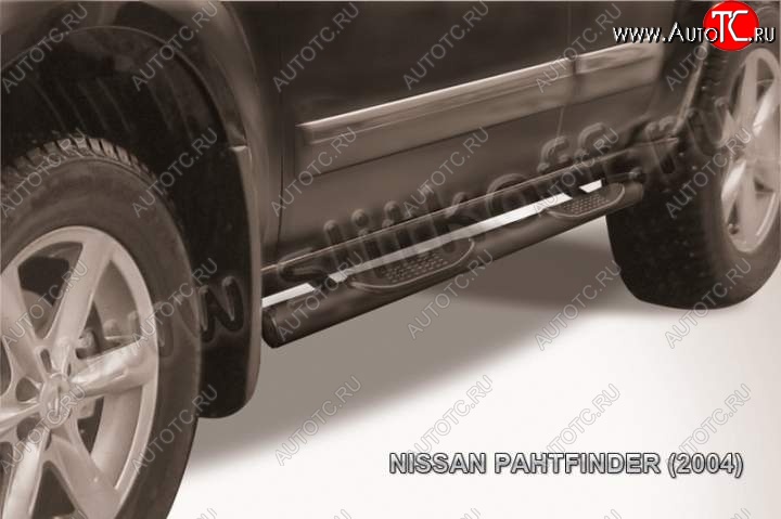 10 749 р. Защита порогов Slitkoff Nissan Pathfinder R51 дорестайлинг (2004-2007) (Цвет: серебристый)  с доставкой в г. Новочеркасск