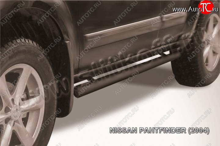 9 199 р. Защита порогов Slitkoff Nissan Pathfinder R51 дорестайлинг (2004-2007) (Цвет: серебристый)  с доставкой в г. Новочеркасск