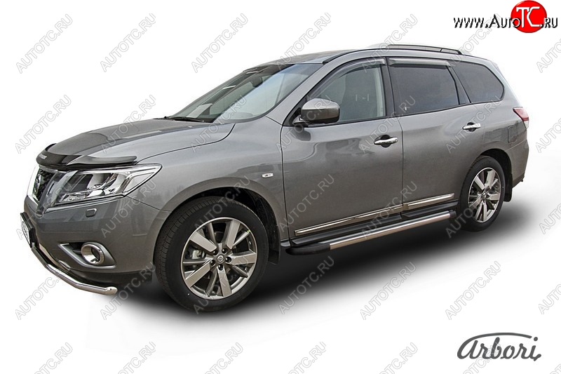 12 509 р. Порожки для ног Arbori Luxe Black Nissan Pathfinder R52 дорестайлинг (2012-2017)  с доставкой в г. Новочеркасск