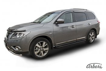 11 609 р. Порожки для ног Arbori Optima Black Nissan Pathfinder R52 дорестайлинг (2012-2017)  с доставкой в г. Новочеркасск. Увеличить фотографию 1