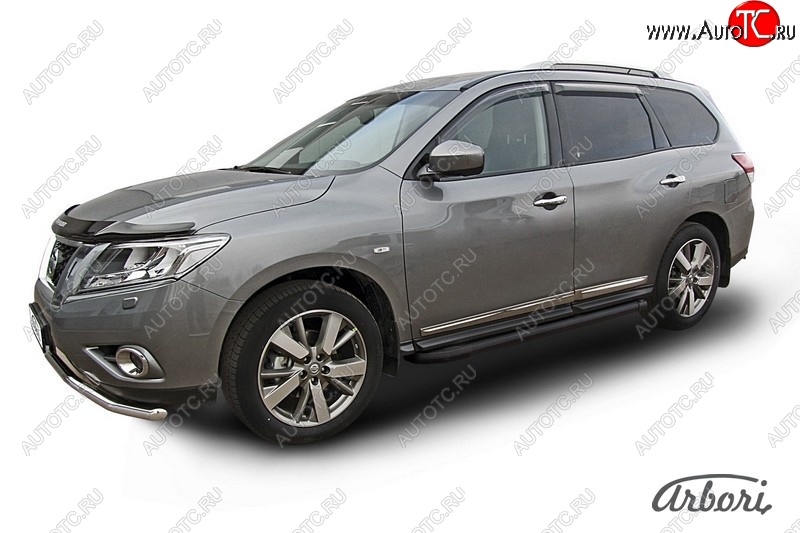 11 609 р. Порожки для ног Arbori Optima Black Nissan Pathfinder R52 дорестайлинг (2012-2017)  с доставкой в г. Новочеркасск