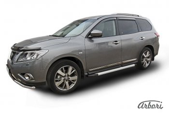 10 979 р. Порожки для ног Arbori Optima Silver Nissan Pathfinder R52 дорестайлинг (2012-2017)  с доставкой в г. Новочеркасск. Увеличить фотографию 1