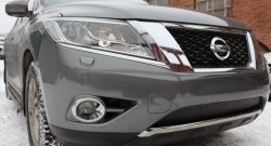 1 469 р. Нижняя сетка на бампер Russtal (черная) Nissan Pathfinder R52 дорестайлинг (2012-2017)  с доставкой в г. Новочеркасск. Увеличить фотографию 2