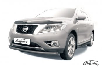 Защита переднего бампера Arbori (черная, 1 труба d57 mm). Nissan Pathfinder R52 дорестайлинг (2012-2017)