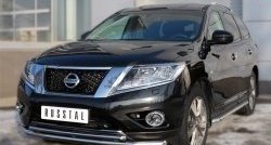 14 499 р. Защита переднего бампера (2 трубыØ63 и 42 мм, нержавейка) SLITKOFF  Nissan Pathfinder  R52 (2012-2017) дорестайлинг  с доставкой в г. Новочеркасск. Увеличить фотографию 2