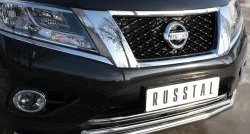 14 499 р. Защита переднего бампера (2 трубыØ63 и 42 мм, нержавейка) SLITKOFF  Nissan Pathfinder  R52 (2012-2017) дорестайлинг  с доставкой в г. Новочеркасск. Увеличить фотографию 3