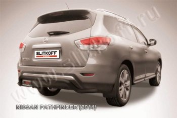 8 799 р. Защита задняя Slitkoff Nissan Pathfinder R52 дорестайлинг (2012-2017) (Цвет: серебристый)  с доставкой в г. Новочеркасск. Увеличить фотографию 1