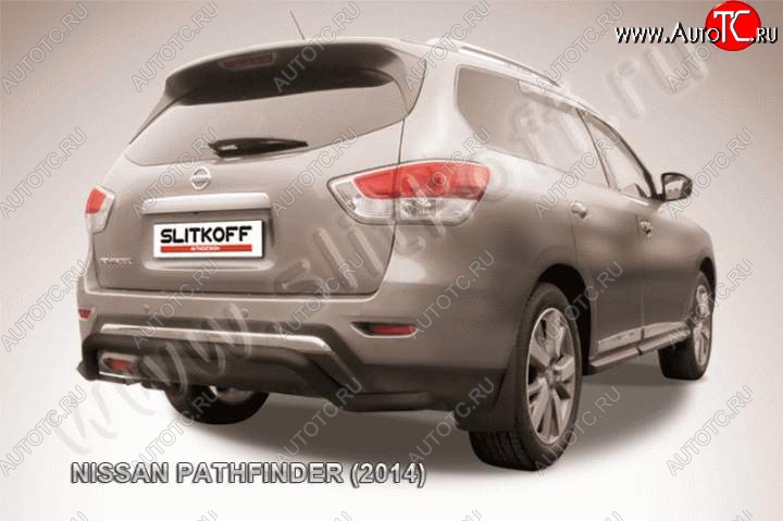 8 799 р. Защита задняя Slitkoff Nissan Pathfinder R52 дорестайлинг (2012-2017) (Цвет: серебристый)  с доставкой в г. Новочеркасск