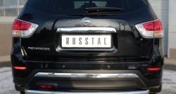 11 999 р. Защита заднего бампера (Ø63 мм, нержавейка) Russtal  Nissan Pathfinder  R52 (2012-2017) дорестайлинг  с доставкой в г. Новочеркасск. Увеличить фотографию 1