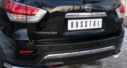 6 399 р. Защита заднего бампера (Ø63 мм уголки, нержавейка) Russtal Nissan Pathfinder R52 дорестайлинг (2012-2017)  с доставкой в г. Новочеркасск. Увеличить фотографию 2