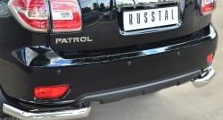 14 699 р. Защита заднего бампера (Ø76 мм уголки, нержавейка) Russtal Nissan Patrol 6 Y62 рестайлинг (2014-2017)  с доставкой в г. Новочеркасск. Увеличить фотографию 2