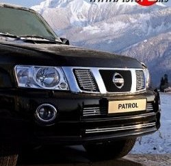 Декоративные вставки решетки радиатора Souz-96 (2 элемента) Nissan Patrol 6 Y62 дорестайлинг (2010-2014)