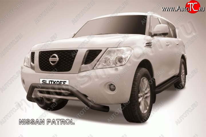 22 999 р. Кенгурятник d76 низкий широкий мини  Nissan Patrol  6 (2010-2014) Y62 дорестайлинг (Цвет: серебристый)  с доставкой в г. Новочеркасск