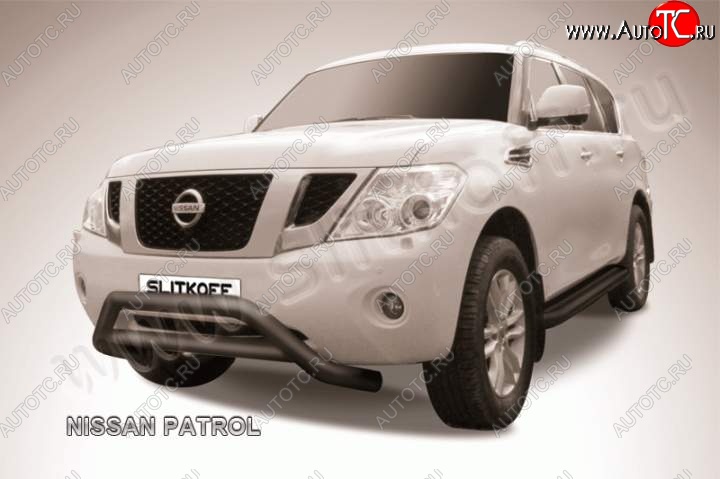 30 999 р. Кенгурятник d76 низкий широкий с перемычкой  Nissan Patrol  6 (2010-2014) Y62 дорестайлинг (Цвет: серебристый)  с доставкой в г. Новочеркасск