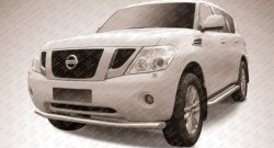 Одинарная защита переднего бампера из трубы диаметром 76 мм Slitkoff Nissan (Нисан) Patrol (Патрол)  6 (2010-2014) 6 Y62 дорестайлинг