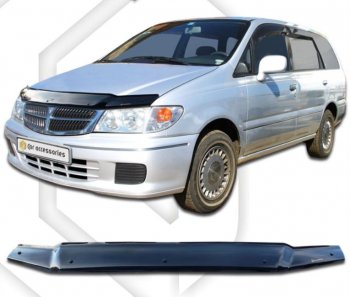 17 р. Дефлектор капота CA-Plastic  Nissan Presage  U30 (1998-2001) дорестайлинг (Classic черный, Без надписи)  с доставкой в г. Новочеркасск. Увеличить фотографию 1