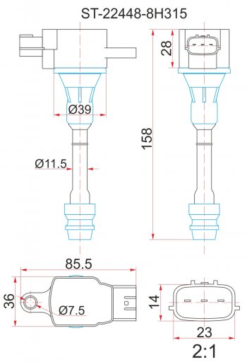 Катушка зажигания (QR20DE / QR25DE) SAT  Primera ( 3 седан,  3 универсал), X-trail  1 T30